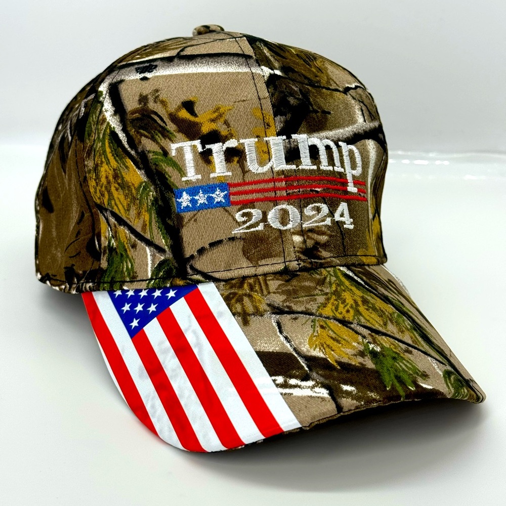 Trump 2024 US Flag Real Tree Baseball Cap